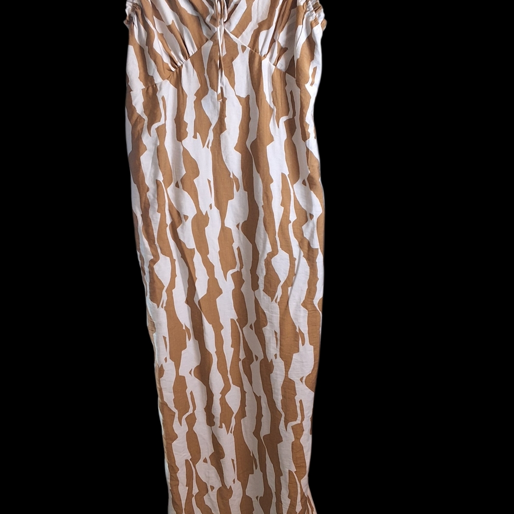 NWT Monteau Brown and White Patterned Dress Spaghetti Straps Large